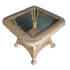 Outdoor Greatroom Company Wicker End Table w/Glass Top *Non Stackable (Default)Back Reset Delete Duplicate Save Save and Continue Edit - Front Side Angle