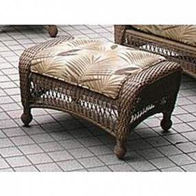 Outdoor Greatroom Company All-Weather Wicker Ottoman with 1 pc. Rave Cherry Cushion - Lifestyle