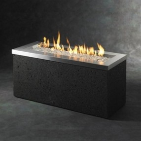 Outdoor Greatroom Company Key Largo Linear Burner Design Fire Pit - Lit