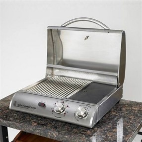 Outdoor Greatroom Company Cook Number Legacy 2 - Stainless Steel 20" Electric Convection Grill - Front Side Angle