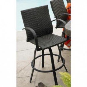 Outdoor Greatroom Company Leather Swivel Barstool - 2/Ctn - Front Side Angle