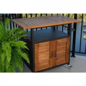 Outdoor Greatroom Company Bistro 36" Cabinet w/ Wood Top & Doors - Lifestyle