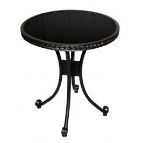 Outdoor Greatroom Company Patio Bistro Table with Black Glass Top - Front Top Angle