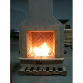 Outdoor Greatroom Company San Juan Gas Fireplace Surround in Mocha Finish with Crystal Fire Burner - Lifestyle