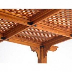 Outdoor Greatroom Company Sierra 10 Redwood Finish Lattice Roof - Angle