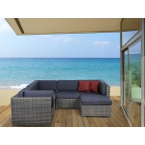 International Home Miami Atlantic Bellagio 6 pc Grey Wicker Seating Set with Cushions