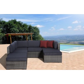 International Home Miami Atlantic Clermont 6 pc Grey Wicker Seating Set with Cushions