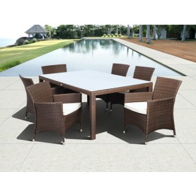 International Home Miami Atlantic Grand New Liberty Deluxe Rectangular 7 Piece Patio Dining Set withCushions