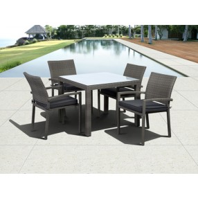 International Home Miami Atlantic Liberty Square 5 piece Armchair Dining Set Grey with Grey Cushions