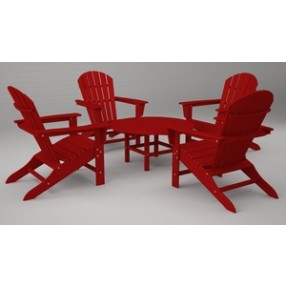 Poly-Wood South Beach Adirondack 5-Pc. Conversation Group in Sunset Red