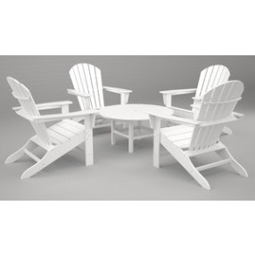 Poly-Wood South Beach Adirondack 5-Pc. Conversation Group in White