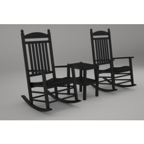 Poly-Wood Jefferson 3-Pc. Rocker Set in Black