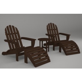 Poly-Wood Curved Back Adirondack Set in Mahogany