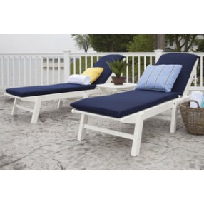 POLYWOOD¨ Nautical 3-Piece Chaise Set with Cushions