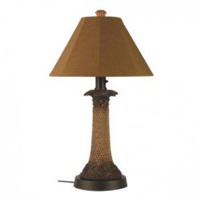 Patio Concepts Palm 35" Outdoor Table Lamp with Teak Sunbrella Shade