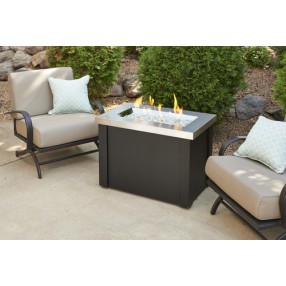 Outdoor Greatroom Company Providence Stainless Steel Crystal Fire Pit Table - Lifestyle