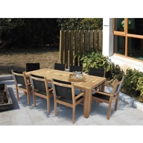 Royal Teak Captiva Sling Stacking Chair in Gray and White