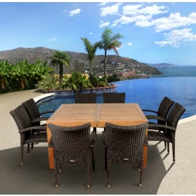 International Home Miami Amazonia Teak Versailles 9 pc Teak Square Dining Set