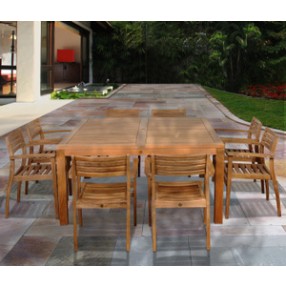 International Home Miami Amazonia Teak Victoria 9 pc Teak Square Dining Set
