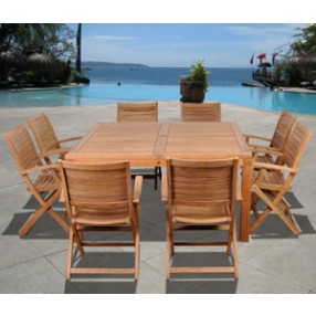 International Home Miami Amazonia Teak Boynton 9 pc Teak Square Dining Set