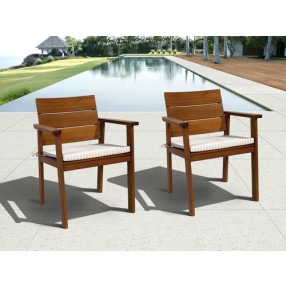 International Home Miami Amazonia Nelson Eucalyptus Easy Carver 2 piece Patio Chair Set with Cushions
