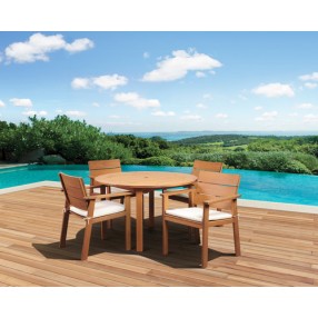 International Home Miami Amazonia Nelson Eucalyptus 5 piece Round Patio Dining Set