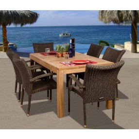 International Home Miami Amazonia Teak Brussels 7-pc Teak/Wicker Dining Set