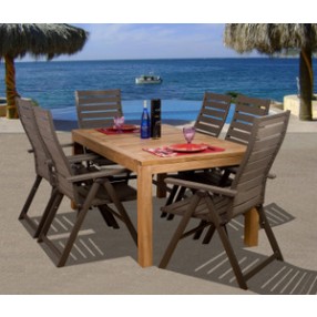 International Home Miami Amazonia Teak Helsinki 7-pc Teak/ Faux Wood Dining Set