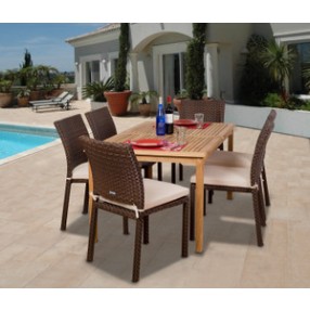 International Home Miami Amazonia Teak Luxemburg 7-pc Teak/Wicker Dining Set