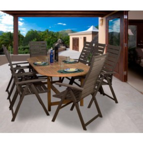 International Home Miami Amazonia Teak San Marino 9-pc Teak/Faux Wood Dining Set
