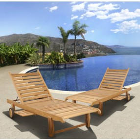 International Home Miami Amazonia Teak Cairo 2 pc Teak Loungers