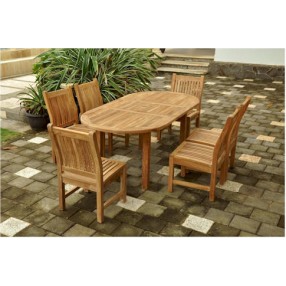 Anderson Teak Sahara 7-Piece Dining Chair and Bahama Oval 79" Exension Outdoor Dining Set