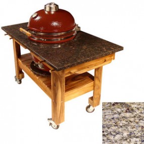 Fireside America Acacia Cart with Amber Cloudburst Granite Top and Riser
