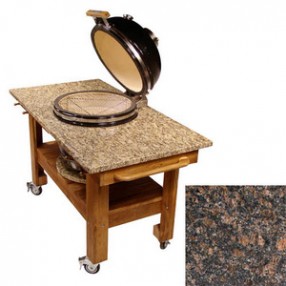 Fireside America Teak Cart with Red Midnight Granite Top And Riser