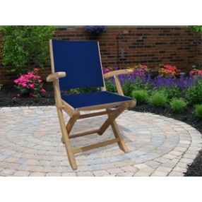 Royal Teak SailMate Folding Arm Chair - Navy  Sling
