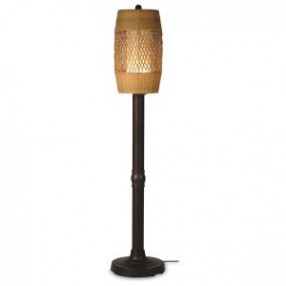 Patio Concepts Tonga 58"/70" Floor Lamp with 2"/3" in Weave Antique Honey  Wicker Barrel Shade