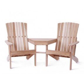 All Things Cedar Western Red Cedar Athena Tete de Tete Chairs with Attached Cedar Table