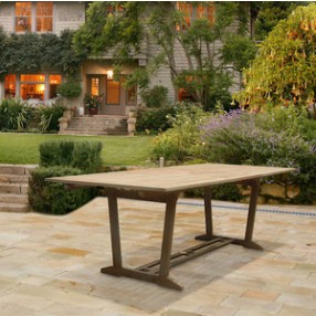 Vifah Modern Patio Renaissance Outdoor Hand-scraped Hardwood Rectangular Extension Dining Table