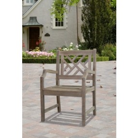 Vifah Modern Patio Renaissance Outdoor Hand-scraped Hardwood Armchair