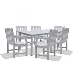 Vifah Modern Patio Bradley Rectangular Extension Table & Armchair Outdoor Wood Dining Set