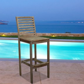 Vifah Modern Patio Renaissance Outdoor Hand-scraped Hardwood Bar Chair