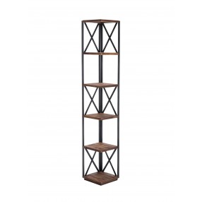 Crawford and Burke York Wood and Metal 66" Corner Shelf, Front Angle