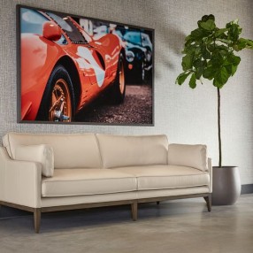 Sunpan Mackenzie Sofa - Astoria Cream Leather - Lifestyle