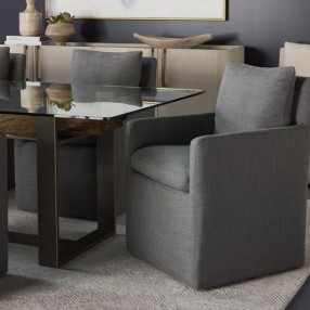 Sunpan Glenrose Wheeled Dining Armchair in Effie Smoke - Lifestyle