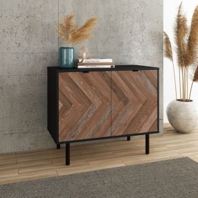 Manhattan Comfort Mid-Century Modern Liam Accent Cabinet Black and Brown
