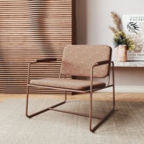 Manhattan Comfort Whythe PU Leather Low Accent Chair 2.0 in Corten