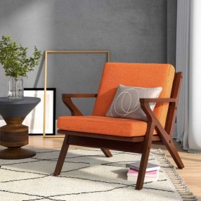 Manhattan Comfort Martelle Orange and Amber Twill Weave Accent Chair