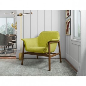Manhattan Comfort Miller Green and Walnut Linen Weave Accent Chair