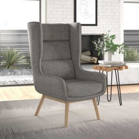 Manhattan Comfort Sampson Graphite and Natural Twill Accent Chair Outdoor