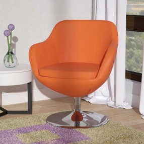 Manhattan Comfort Caisson Orange and Polished Chrome Faux Leather Swivel Accent Chair